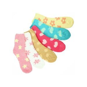 Colorful Multi Pattern 6 Pack Assorted Fuzzy Socks
